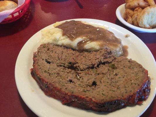 Huge piece of Meatloaf, with Mashed Potatoes & Gravy!