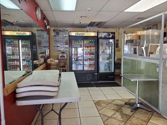 View of cashier and fridge