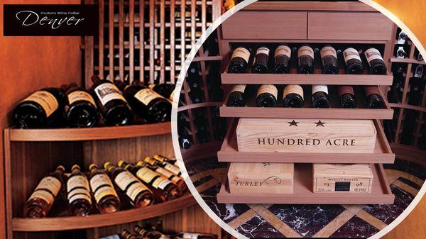 Traditional Custom Wine Cellar in Denver with Pull-out shelf cabinet.