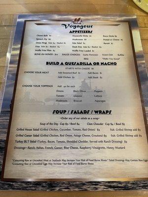 Bar menu