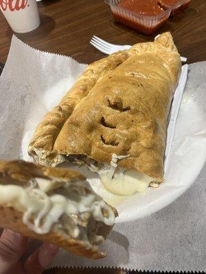 Cheese and mushroom calzone