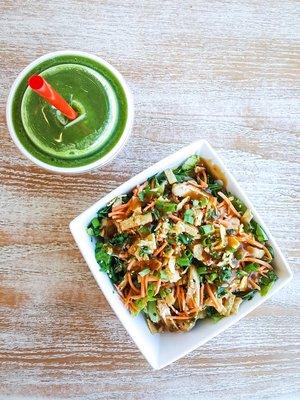 Island Green Smoothie and Thai Chicken Bowl