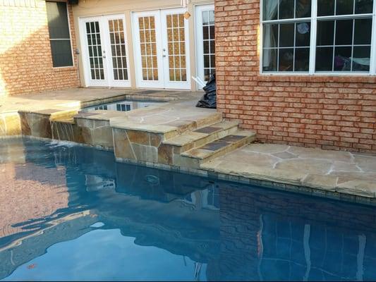 Flagstone Raised Spa, Quartzscapes Midnight Blue Garland TX