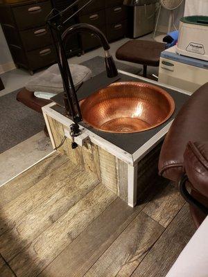 Never seen copper bowls before for a foot bath