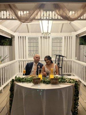 Ceremony gazebo turned into sweetheart table post ceremony