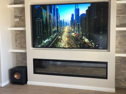 We provided & installed this 85" TV, along with in ceiling speakers,subwoofer in Trilogy LQ. This is Julie R., review removed by algorithm.