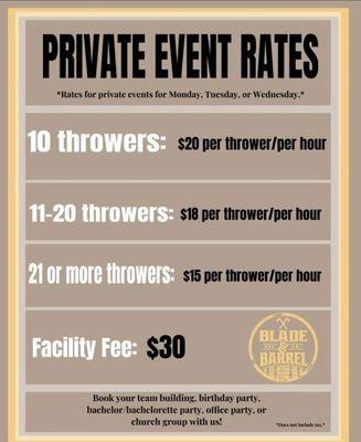 Private Event Rates