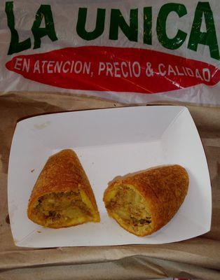 Beef and potato empanada. It was dry and hard to chew, but at least the flavor was decent.