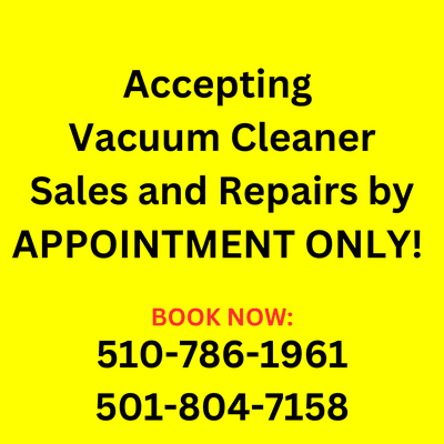 Please call to book your appointment for your sewing machine or vacuum cleaner repair drop off. 510-786-1961 510-804-7158