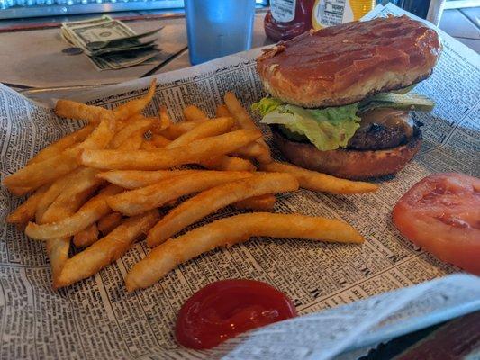 Burger and fries