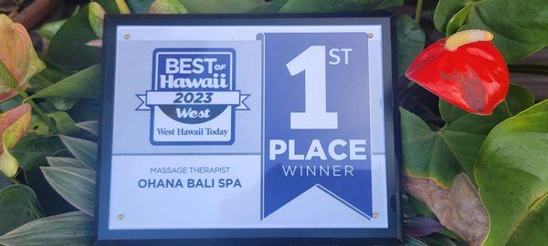 Mahalo for our community that Vote us Ohana Bali Spa  for best of Hawaii 2023.