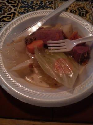 Free homemade corned beef and cabbage tonight in celebration of St. Paddy's. YUM