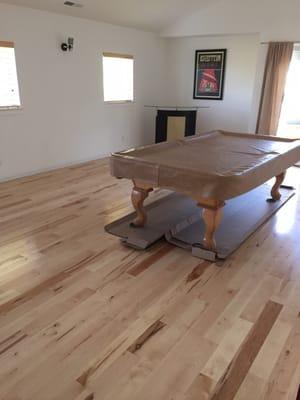 Natural maple in the game room