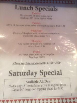 Daily specials.