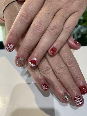 Christmas nails by Jessica in their new downtown location