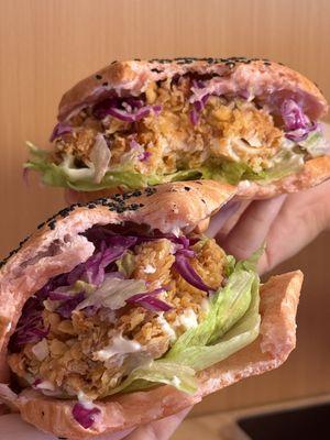 Pink Crispy Chicken Sandwich for opening