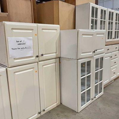 Salvaged modern and vintage cabinets