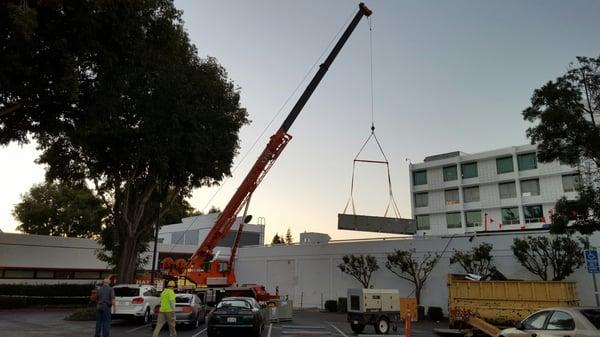 We're lifting an air-handler onto the roof this a.m.