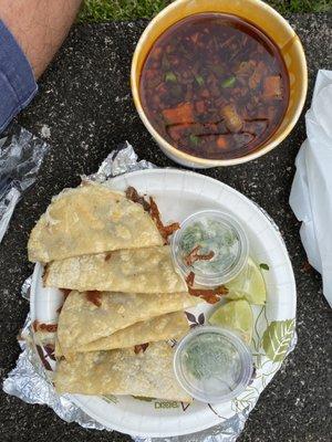 Birria with mini quesadillas