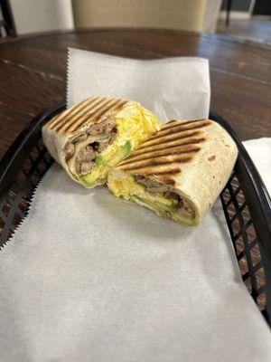 Sausage Breakfast Burrito with Avocado