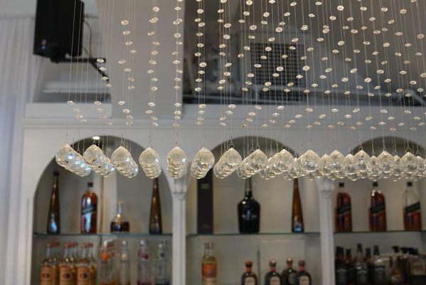 Lights above bar area