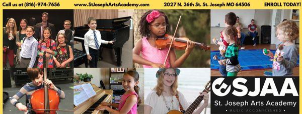 Guitar, piano, voice, violin cello, singing, drums, early childhood, ukulele music lessons and more!