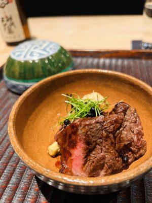 Steak with roasted chestnut