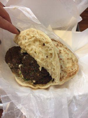 Falafel Sandwich- Pita Bread, Israel Salad, Tahini Sauce ($8.00)