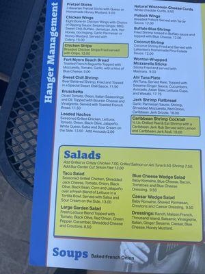 Menu - apps and salads