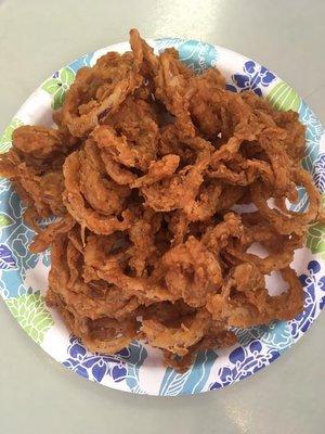 Crispy, crunchy thin onion rings!