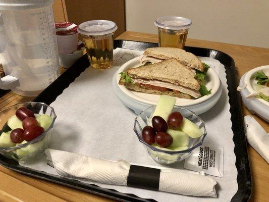 Turkey Sandwich, Fruit, Apple Juice