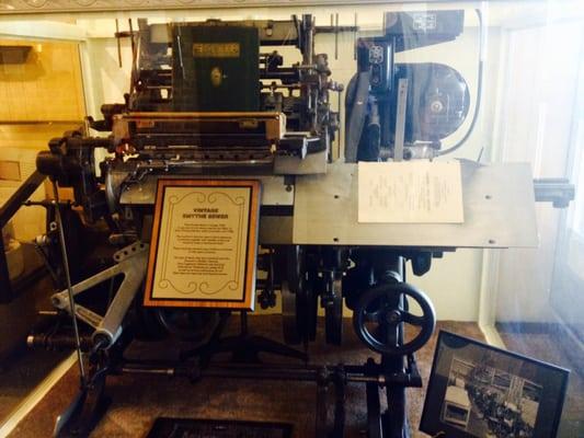 One of the original 9 printing presses in our state used by this department in its beginning.