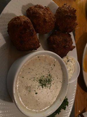 Clam cakes and chowder