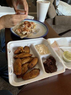 Pupusas and fried plantains.