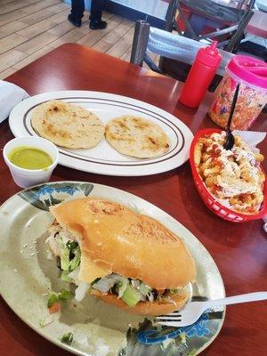 Fajita torta, carna pappusa, and the kid's fries. Needed more carbs.lol