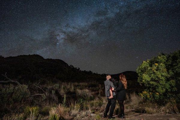 Our little family as we view the beautiful night sky from Mauna Kea