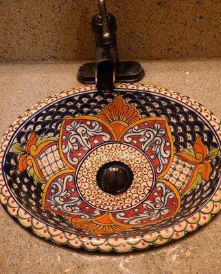 Beautiful ladies room talavera sink!!