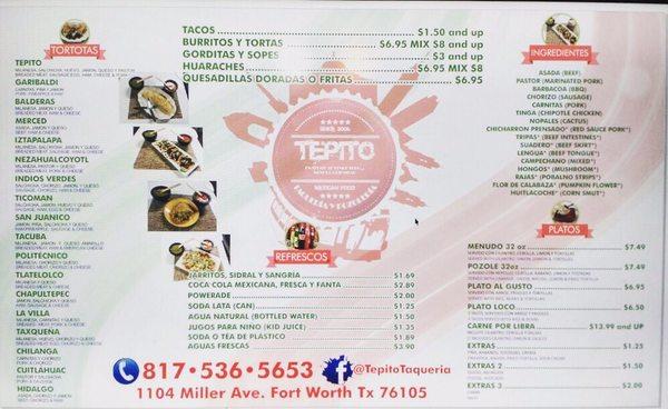 Our menu!!