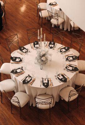 Aerial view of table setting