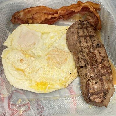 Steak and Eggs with a side of  Bacon