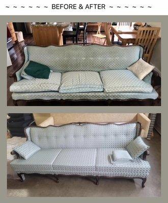 Before and after photos of my couch