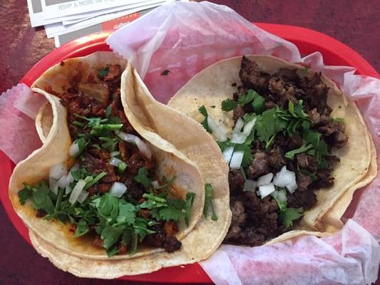 1 pastor 1 asada taco. Stop 2 of the taco tour!