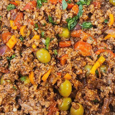 Picadillo (Puerto Rican Chilli) over Rice