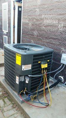 AC condenser installed on a new construction project.