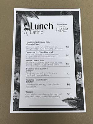 Lunch menu 7/24