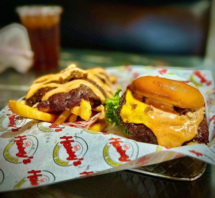 Hammy's double smashburger and smashfries.