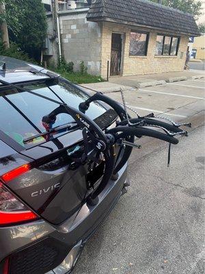 Side view of bike rack