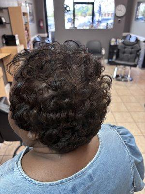 Color, Press and Curl on natural hair.