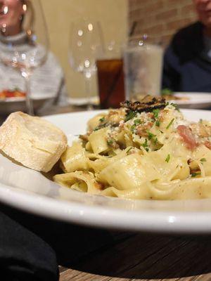 Carbonara on pappardelle