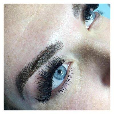 Microblading brows + eyelash extensions